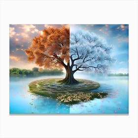 Two Trees In The Water Canvas Print