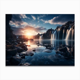 Waterfall In Iceland Canvas Print