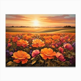 Sunset In The Field 12 Canvas Print