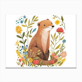 Little Floral Ferret 3 Canvas Print