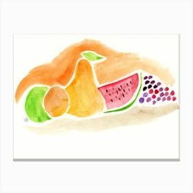 Fruits - watercolor painting kitchen hand painted orange green horizontal Canvas Print