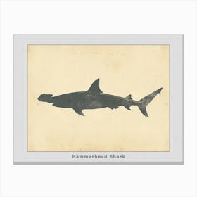 Hammerhead Shark Grey Silhouette 2 Poster Canvas Print