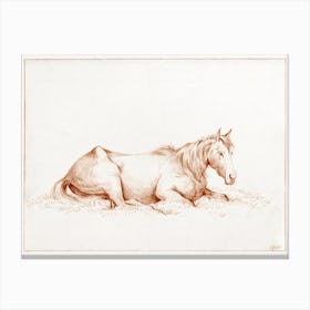 Horse Lying In The Grass, Jean Bernard Canvas Print