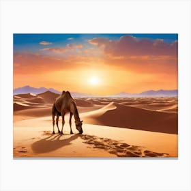 Camel In The Desert 21 Canvas Print