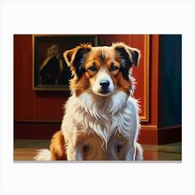 Dog Sitting On The Floor Canvas Print