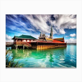 Church On A Lake Canvas Print