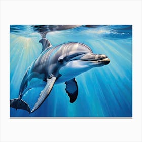 Dolphin In The Water Canvas Print