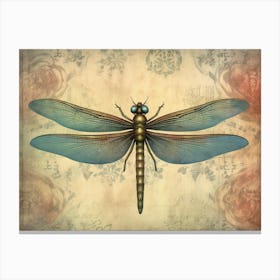 Vintage Dragonfly Floral 2 Canvas Print