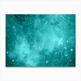 Teal Galaxy Space Background Canvas Print