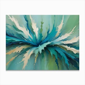 Abstract Image Of A Blue And Green Explosion Of Paint Splatters, Creating A Dynamic And Vibrant Composition Canvas Print