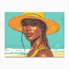 Illustration of an African American woman at the beach 36 Canvas Print