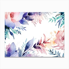 Watercolor Floral Frame Canvas Print