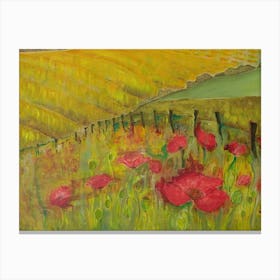 Living Room Wall Art, Poppies In The Field Canvas Print
