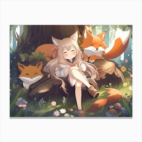 Foxes 1 Canvas Print