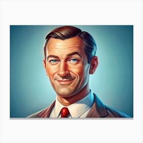 Portrait Of A Smiling Man With Blue Eyes And A Red Tie Canvas Print