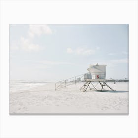 White Sand Beach Lifeguard Tower Canvas Print