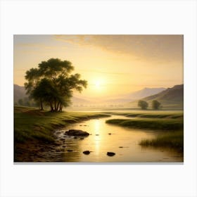 Sunrise Over A Stream Canvas Print