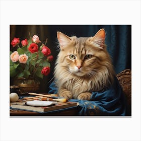 Cat Artist Canvas Print