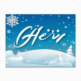 Calligraphic Text That Reads Greeting Decorated With Elements Of Celebration Such As Snowflakes An (3) Canvas Print