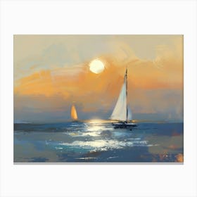 Sailboats At Sunset 27 Canvas Print