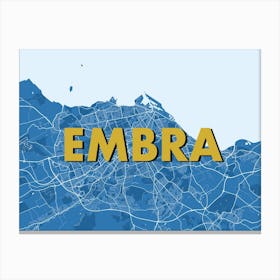 Embra Edinburgh Blue Map Canvas Print