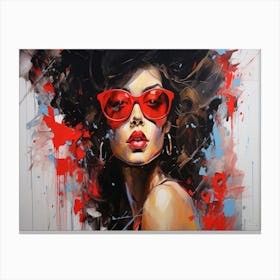 Sexy Woman In Red Sunglasses Canvas Print