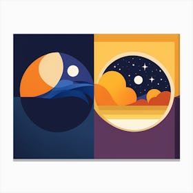 DAY AND NIGHT VECTOR ART 2 Canvas Print