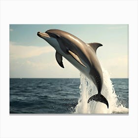 Dolphin Jumping Out Of The Water 1 Canvas Print