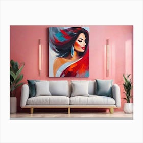 Portrait of a woman on the wall Canvas Print