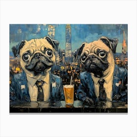 Gentleman Pugs At Nyc Rooftop Bar 6 Canvas Print