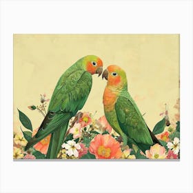 Floral Animal Illustration Parrot 4 Canvas Print