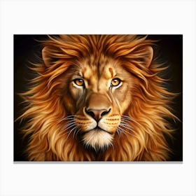 Close Up Portrait Of A Lion With A Golden Mane Canvas Print