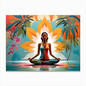 Meditating Yoga Woman Vintage Canvas Print