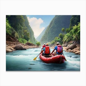 Rafting In The Jungle Canvas Print