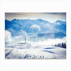 Cross In The Snow Canvas Print