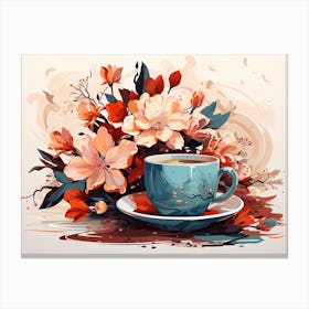 Coffee Cup With Flowers 5 Canvas Print