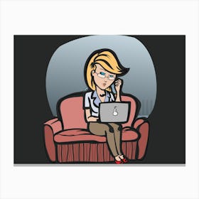 Cartoon Woman On A Couch Canvas Print