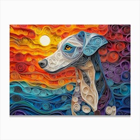 Greyhoun Paper Quilling Dog Portrait III Canvas Print