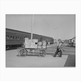 Pulling Carload Of Express Packages Away From Train Immediately After The Arrival Of The Morning Train, Montrose Canvas Print