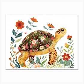 Little Floral Turtle 1 Canvas Print