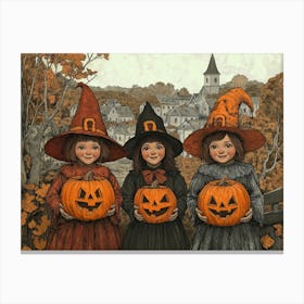 Vintage Spooky Halloween Trick or Treat Canvas Print