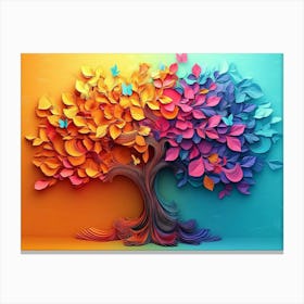 3d Abstraction Artwork, Color Tree on Bright Background 2 Canvas Print