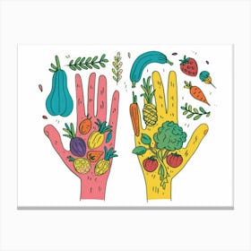 Hand With Fruits And Vegetables Canvas Print