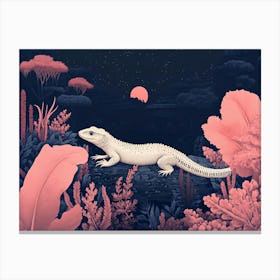 White Lizard in Purple Wilderness - Albino Canvas Print