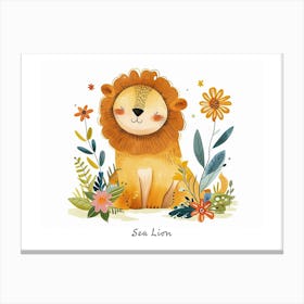 Little Floral Sea Lion 2 Poster Canvas Print