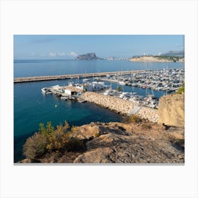 Marina in Moraira and Mediterranean Sea Canvas Print