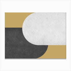 Halfmoon Colorblock - Mid-century Modern Abstract Minimalist Black White Gold Canvas Print