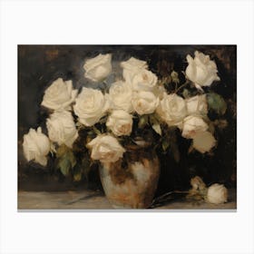 Moody Roses Vintage Painting Canvas Print