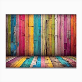 Colorful wood plank texture background 16 Canvas Print