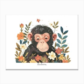 Little Floral Baboon 4 Poster Canvas Print